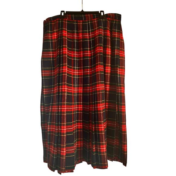 GUC Vintage Worthington Pleated Plaid Knee Length Skirt Made in USA Size M/L - Picture 2 of 5